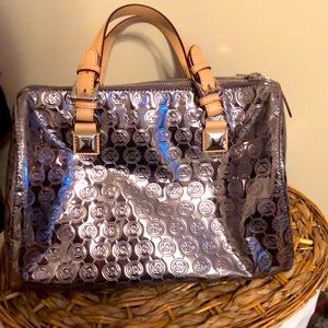 Michael Kors Large Silver Mirror Leather Satchel